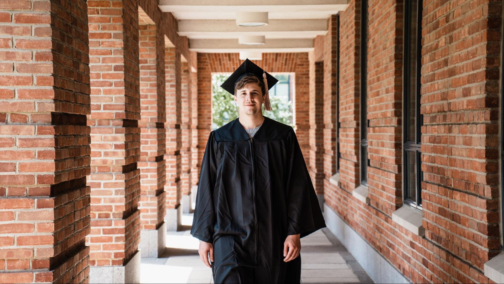 A person in a graduation gown.