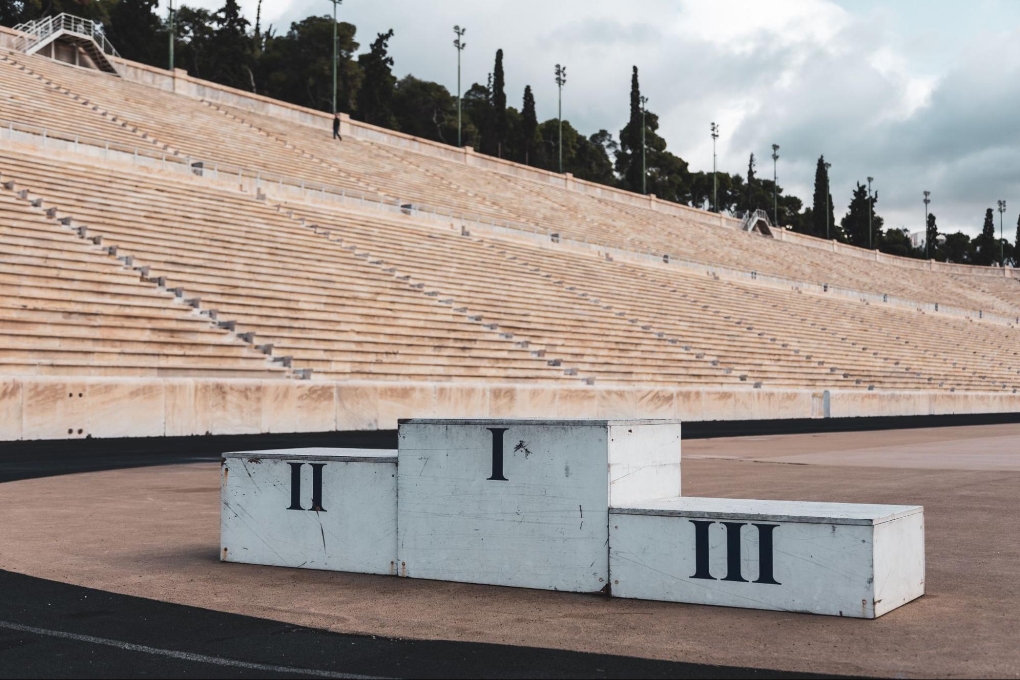 Numbered blocks on a stadium.