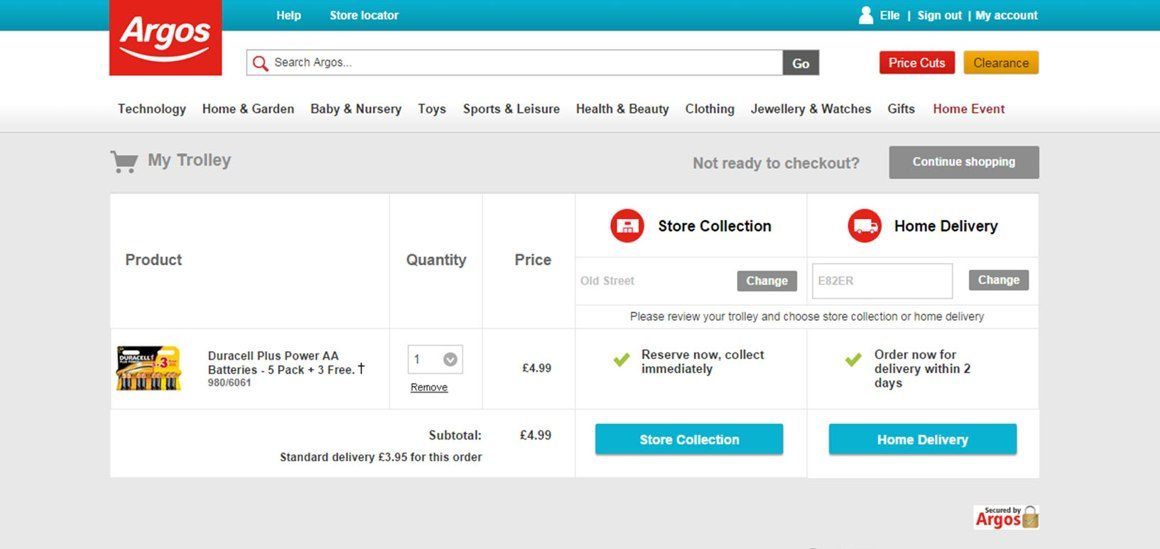 Argos online checkout